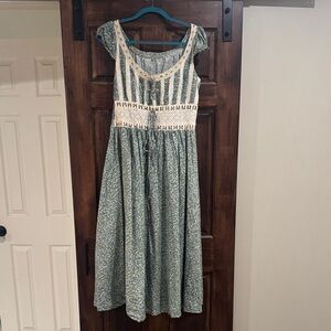 Elegant Blue and White Midi Dress